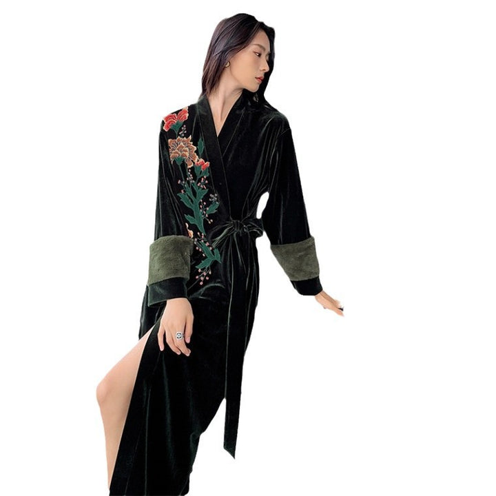 Dame elegant velour maxikjole med frynsede detaljer Stilla