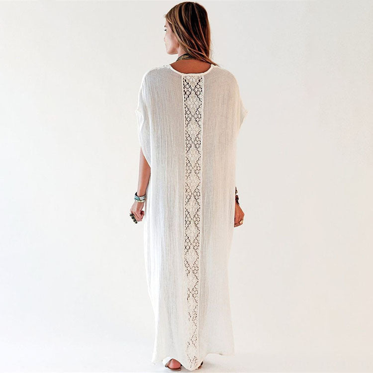 Dame Kaftan Kjole med elegante Hækledetaljer Stilla