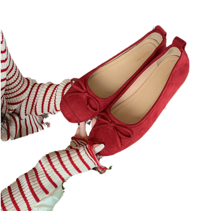 Dame Wildleder Ballerina Flats med sløjfe detalje Stilla