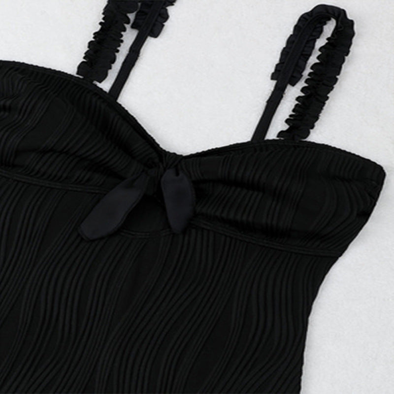 Dame Én-delt Badedragt med struktureret bølgemønster og ruffles detaljer Skovae