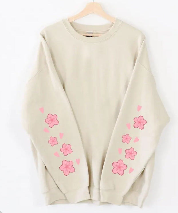 Dame sweatshirt med blomstermotiv og rummelige ærmer Stilla