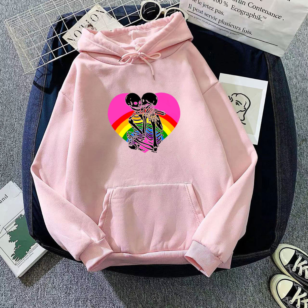 Dame hoodie med farverigt kærligheds motiv Skovae