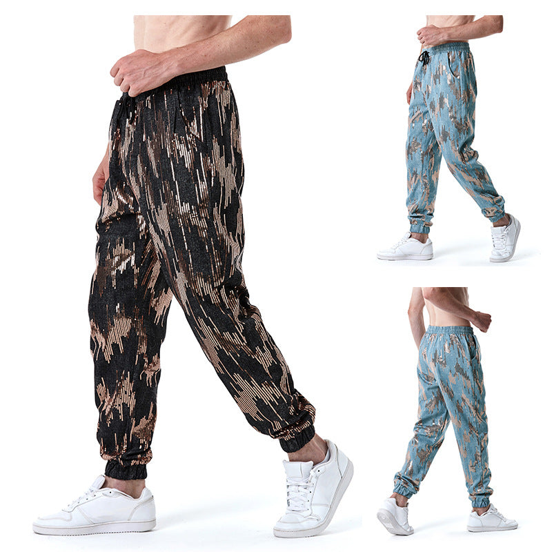 Herrer Trendy Paillet-detalje Joggingbuks Stilla