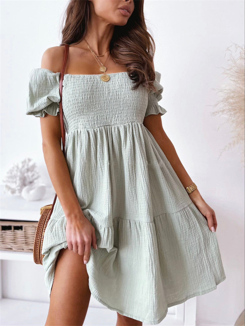 Damer Sommerligt Off-Shoulder Kjole med Volanter og dyb U-ringning Stilla