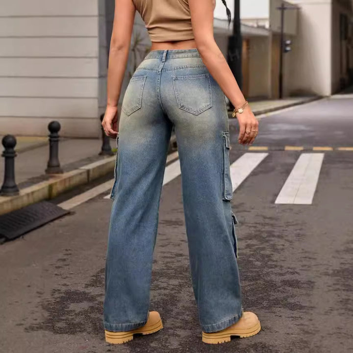 Dame Cargo-Jeans i vintage-stil Stilla