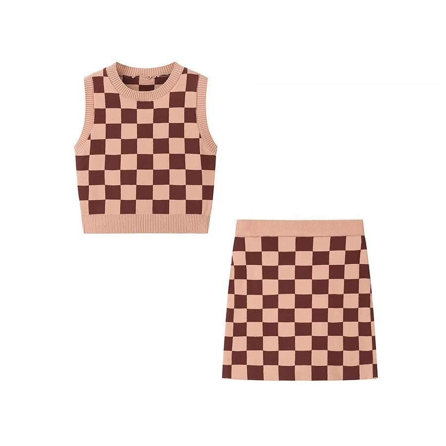 Femme ternet strik-crop-sæt Stilla