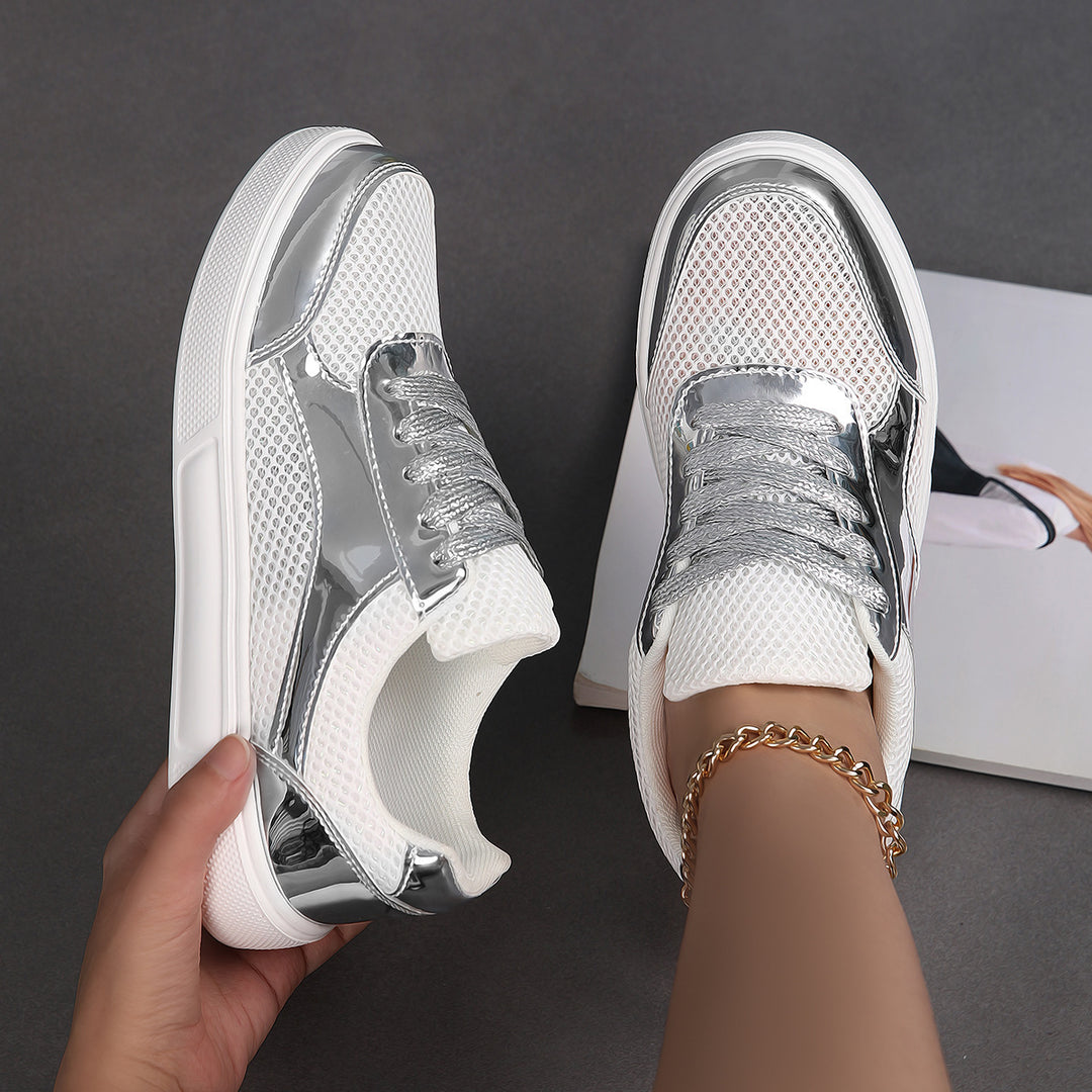 Dame Metallic Mesh Mode Sneakers Stilla