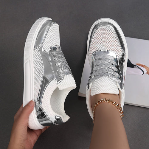 Dame Metallic Mesh Mode Sneakers Stilla