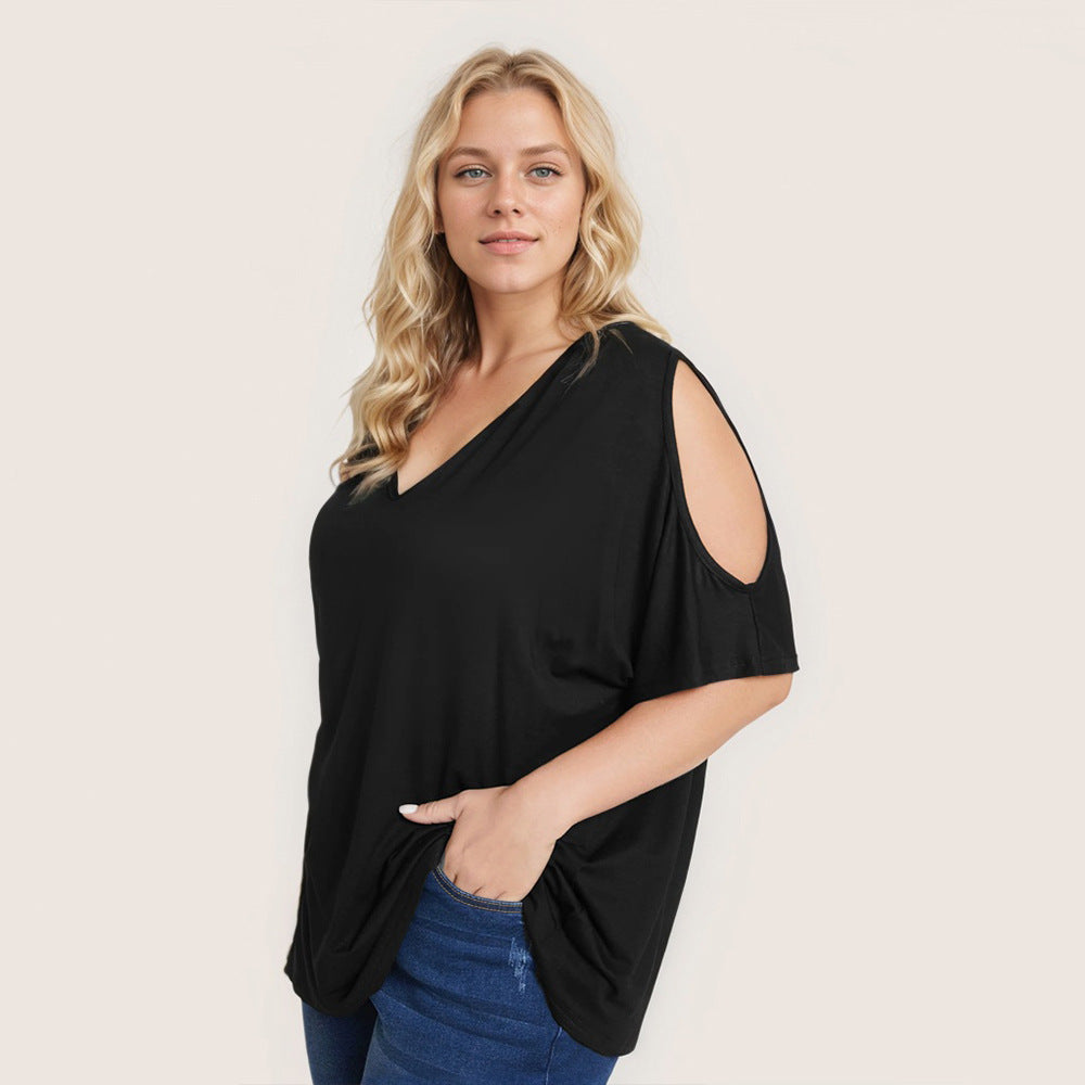 Dame Oversized T-Shirt med skulderudskæringer Skovae