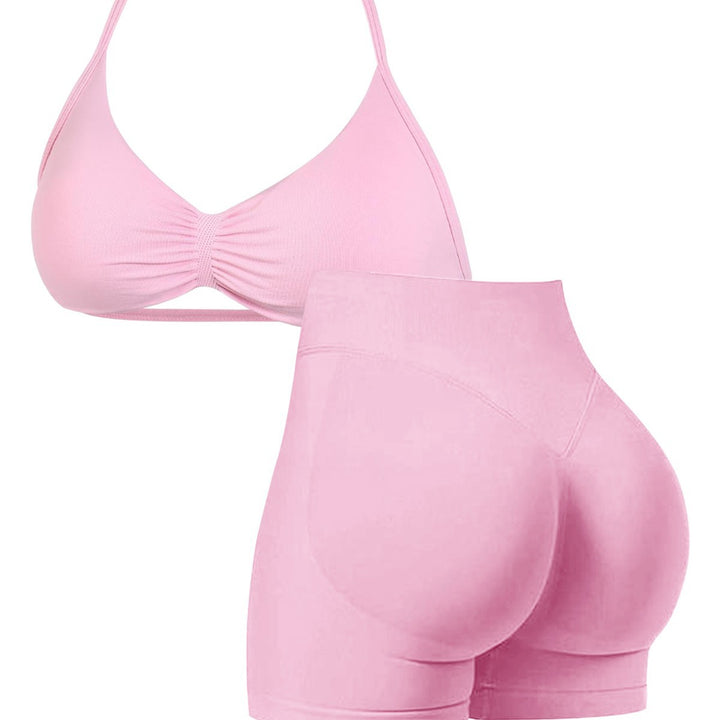 Dame sport-bikini-top med højt skårne shorts og sømløs design Skovae