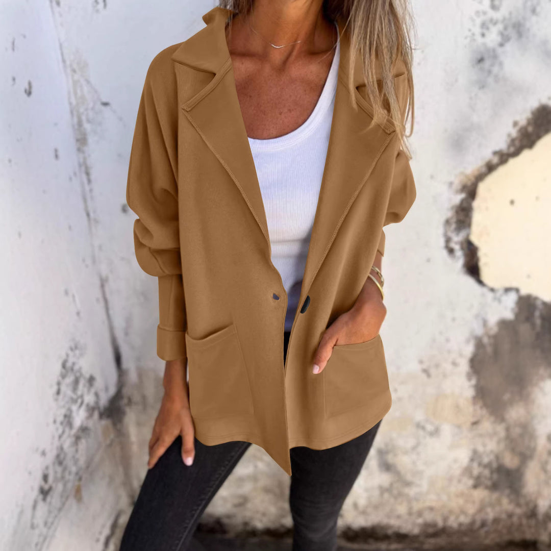 Dame fashionable oversized blazer jakke med praktiske lommer Stilla