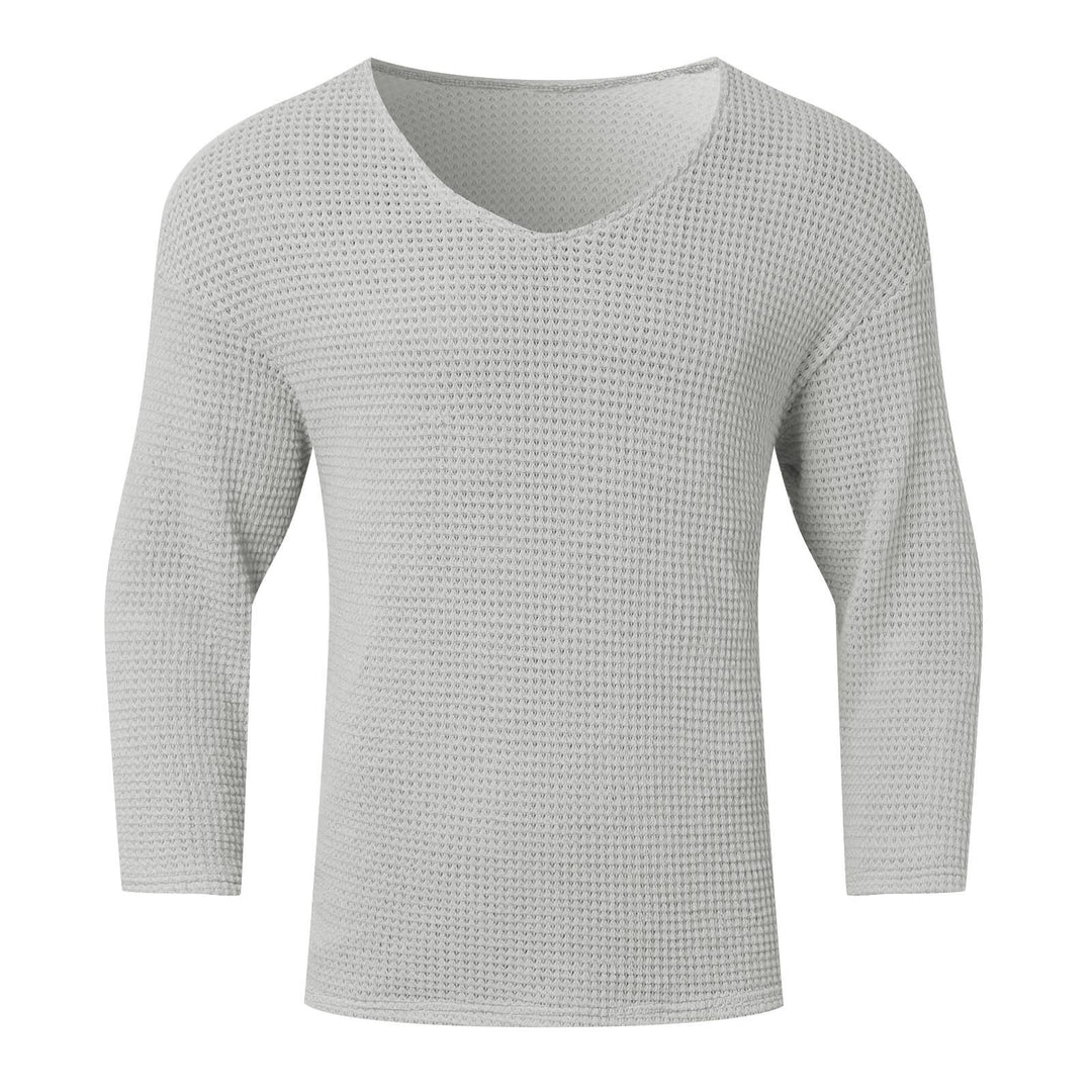 Herrer V-udskæring vaffelmønster sweater med 3/4-ærmer Stilla