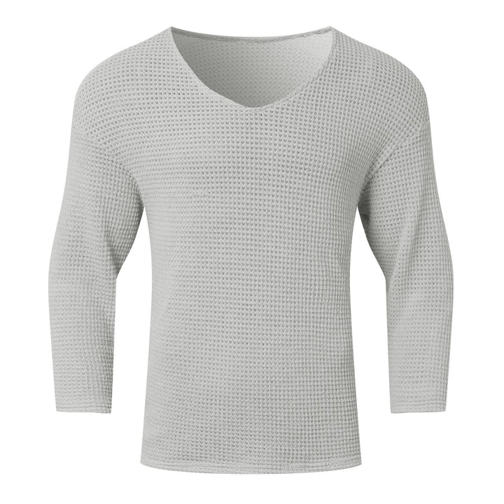 Herrer V-udskæring vaffelmønster sweater med 3/4-ærmer Stilla