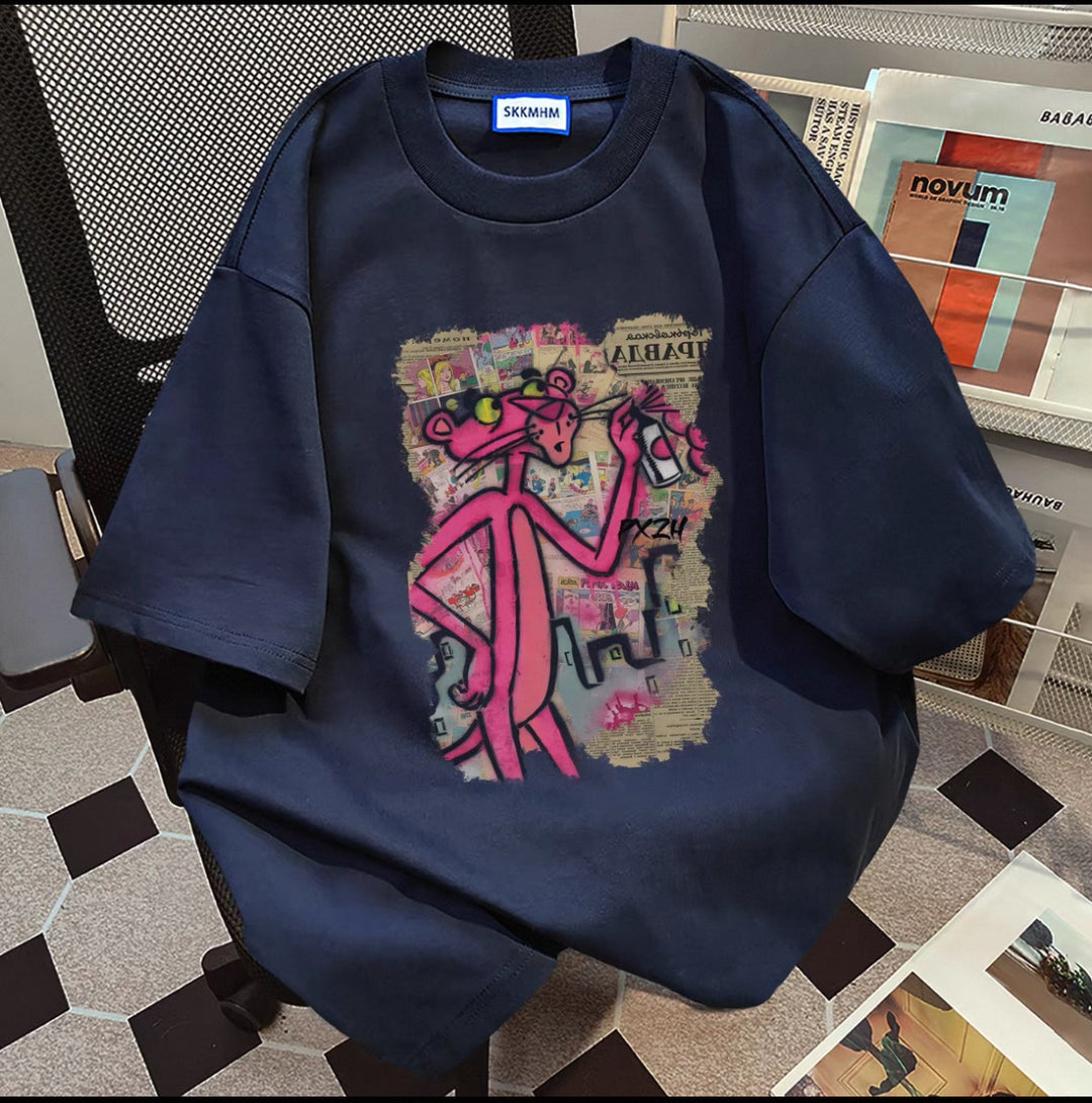 Dame Oversized T-Shirt med kreativt cartoon-tryk Stilla