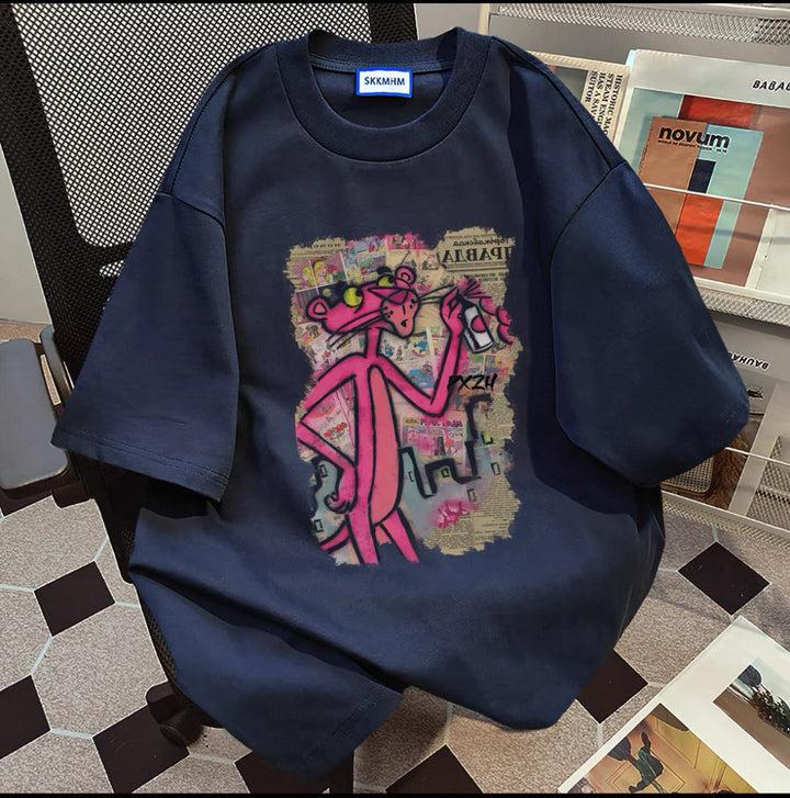 Dame Oversized T-Shirt med kreativt cartoon-tryk Stilla
