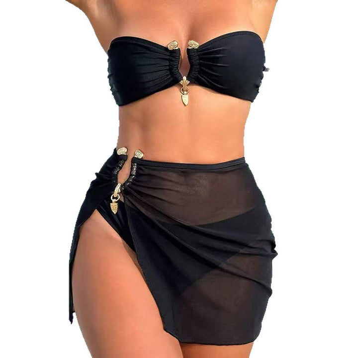 Dame bandeau-bikini med raffineret indpakning nederdel og glamourøse detaljer Stilla