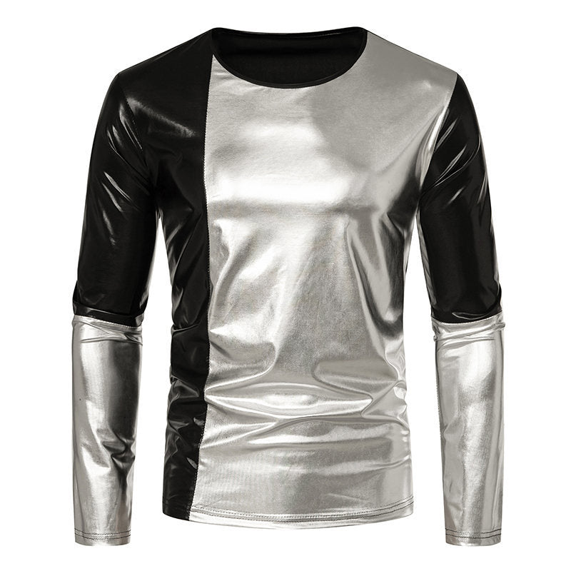 Herrer futuristisk metallisk langærmet top Stilla