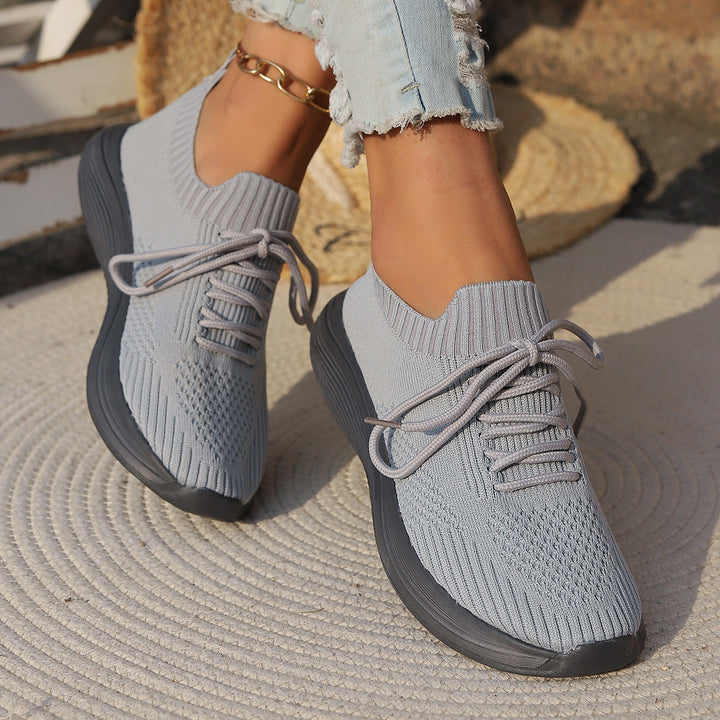 Dame Åndbare Sneakers med elastisk Strik-Overmateriale og skridsikker Sål Stilla