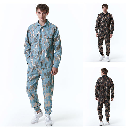 Herre Urban Camouflage Denim Ensemble Stilla