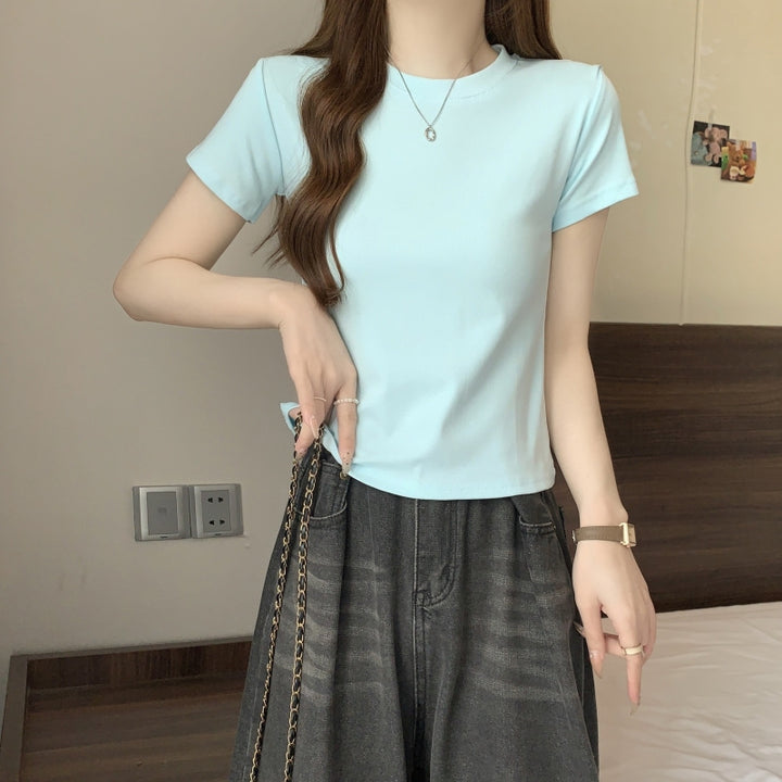 Femme Cropped Enganzt T-Shirt Stilla