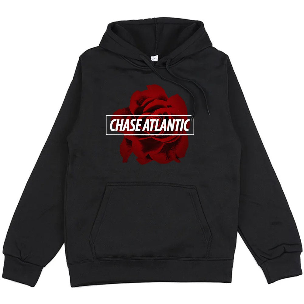 Dame hoodie med romantisk rose design Skovae
