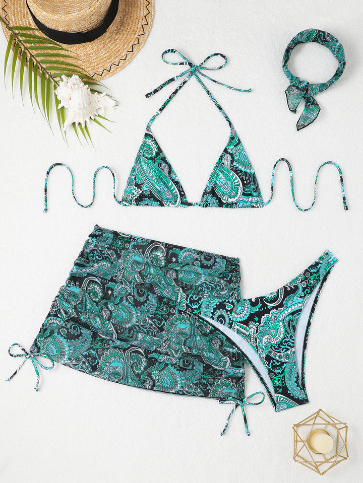 Damer Triangel-Bikini-sæt med moderne omslagsskørt og alsidig styling Stilla