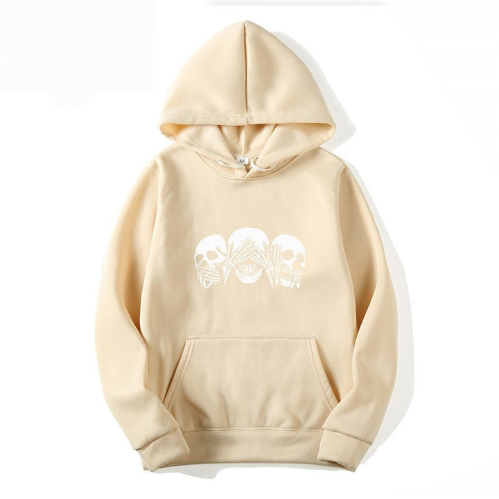 Kvindernes hoodie med kunstnerisk kranie design Skovae