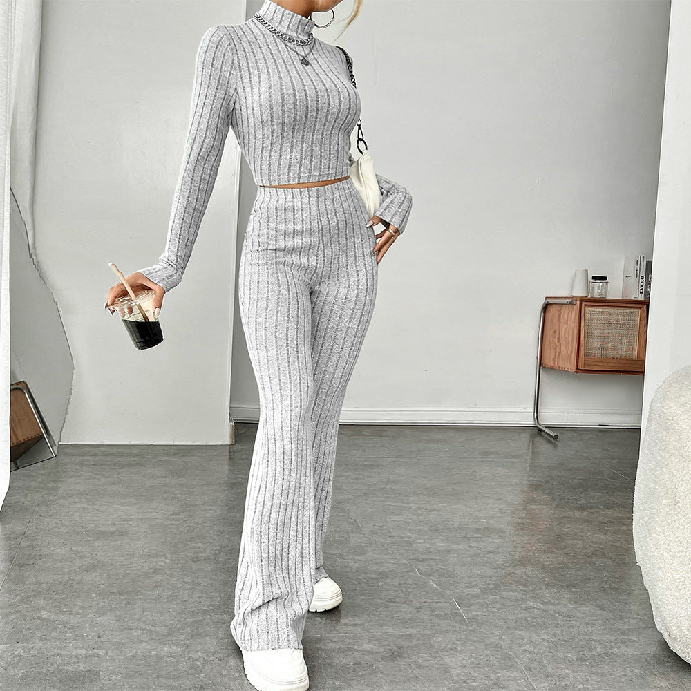 Kvinders cropped sweater med høj talje og bred ben Stilla