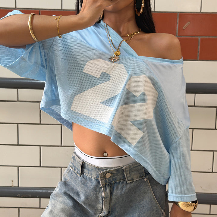 Dame Sporty Crop-Top med netdesign og alsidige anvendelsesmuligheder Skovae