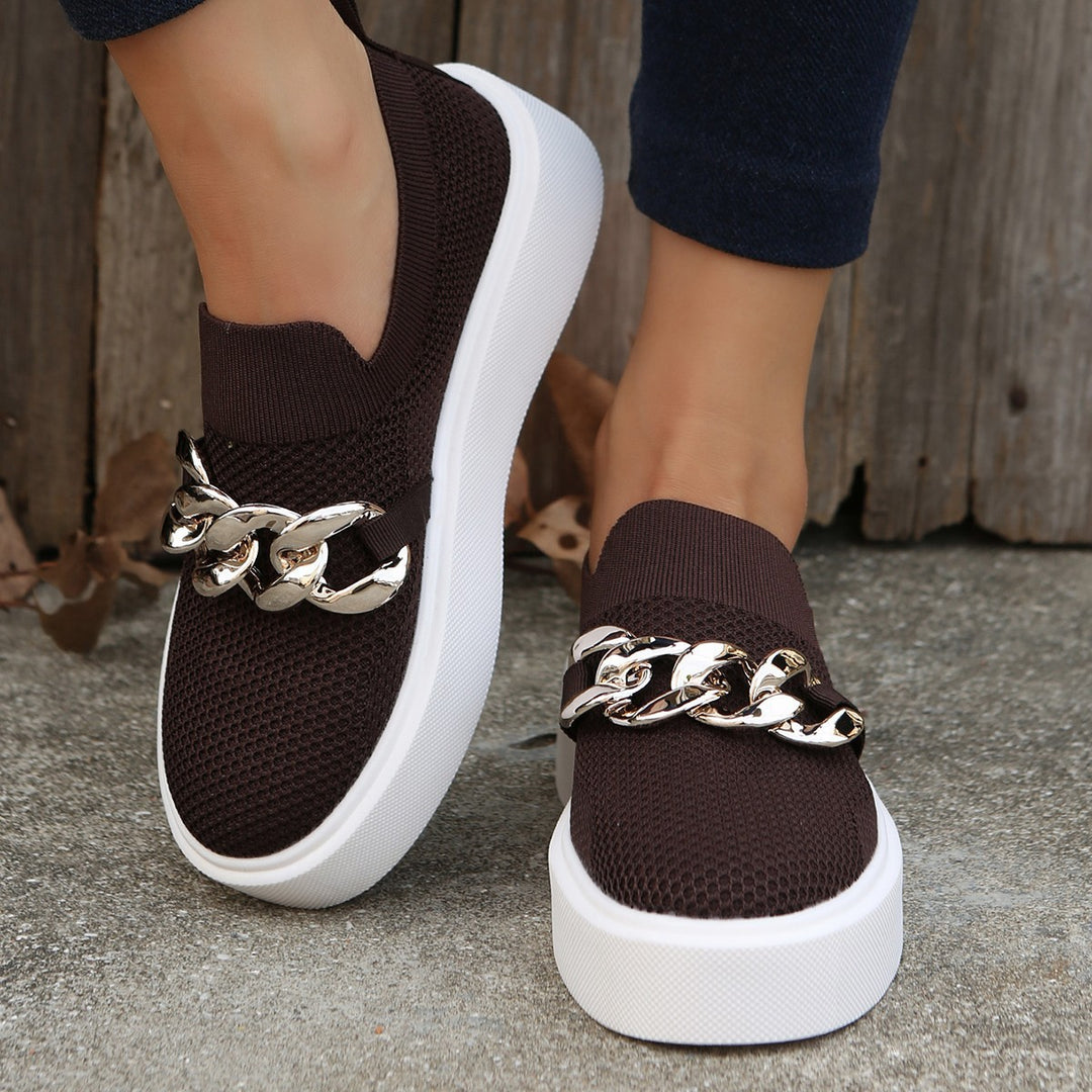 Dame Sporty Slip-On Sneakers med moderigtig kædeudsmykning Stilla