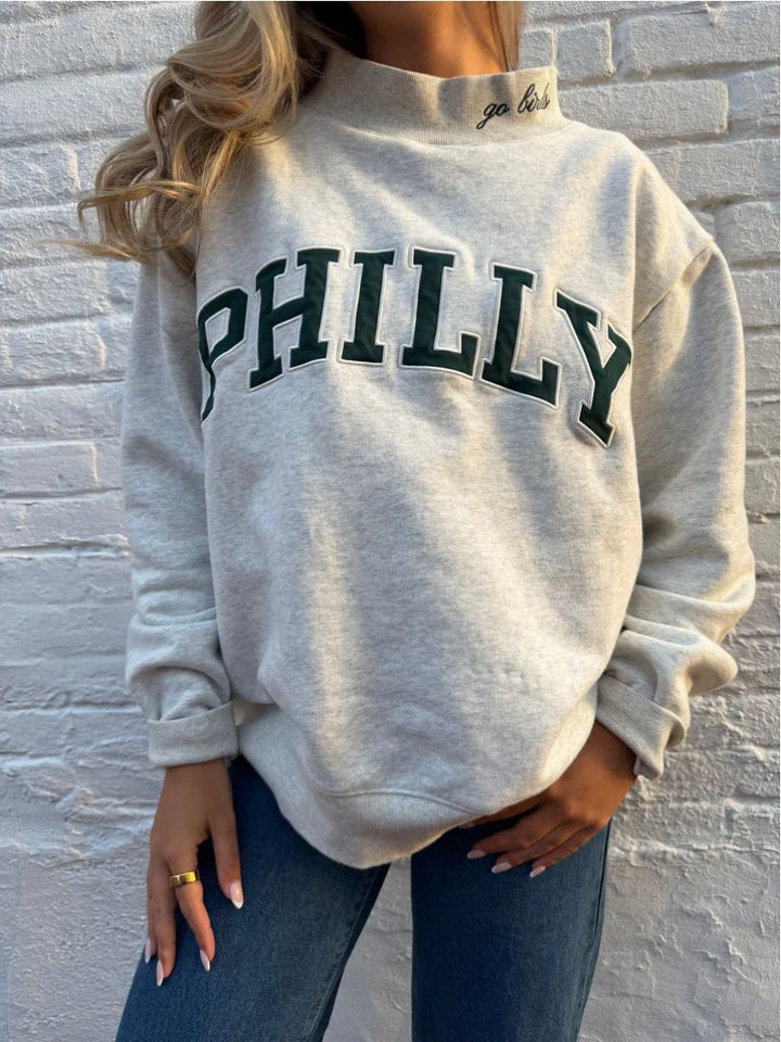 Kvinders oversized sweatshirt med trendy bogstaver Stilla