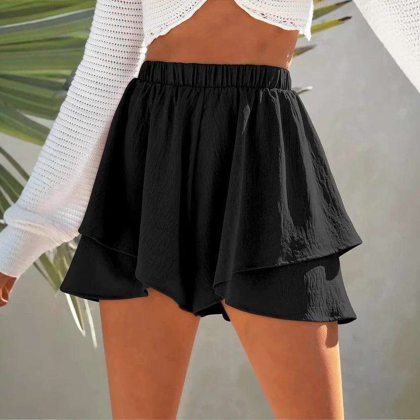 Dame Volant-shorts med elastisk bånd og asymmetrisk skæring Stilla