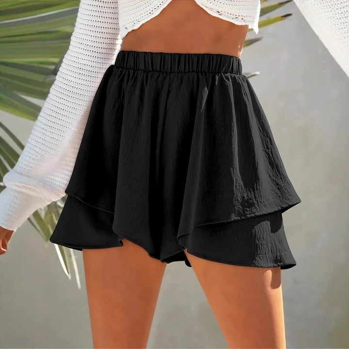 Dame Volant-shorts med elastisk bånd og asymmetrisk skæring Stilla