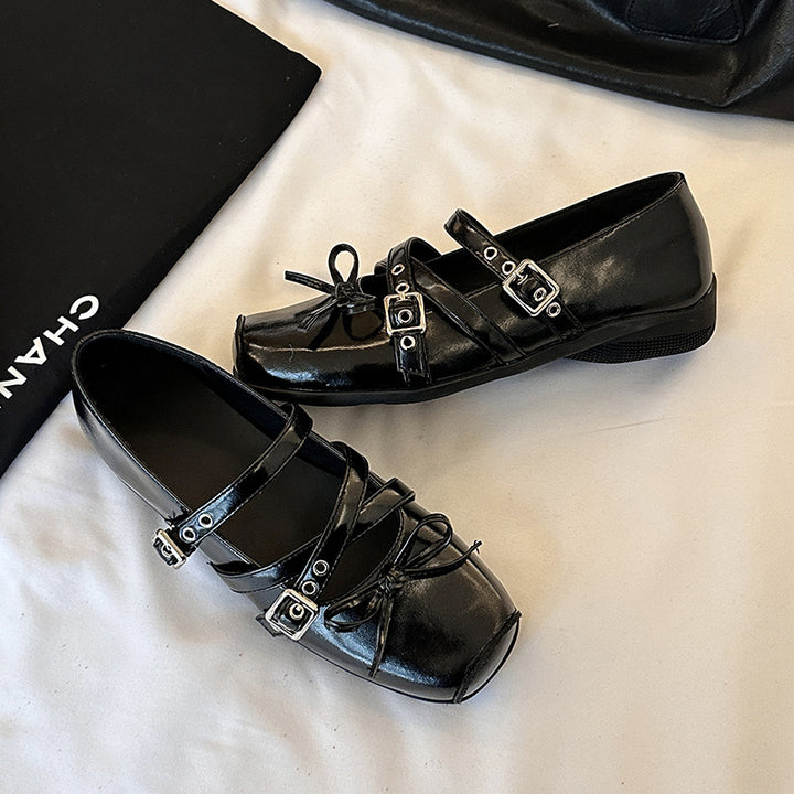 Femme Stilfulde Remmene Detalje Ballerinas Stilla