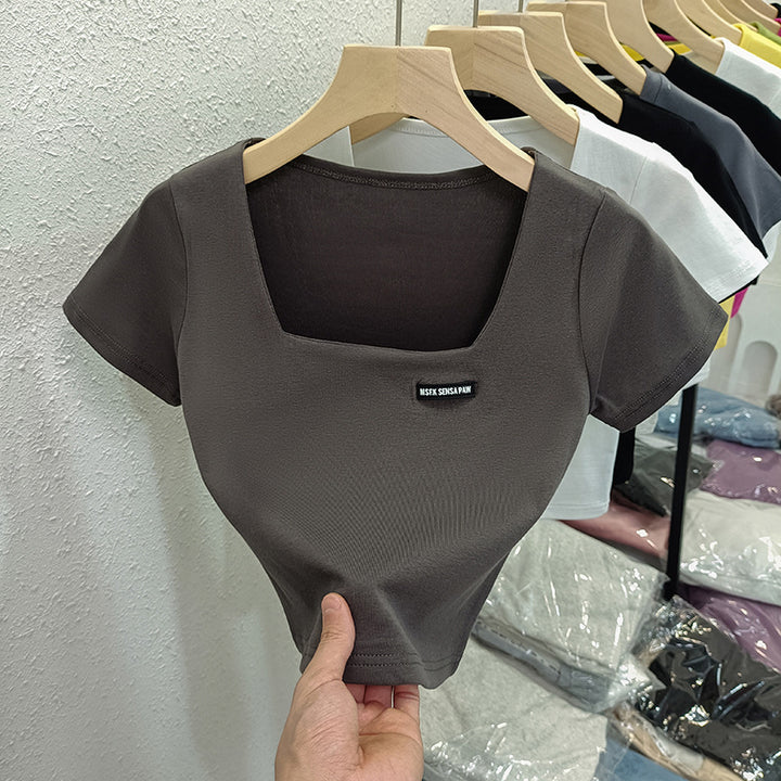 Femme Kvadrat-Udskæring Tætsiddende T-shirt Stilla
