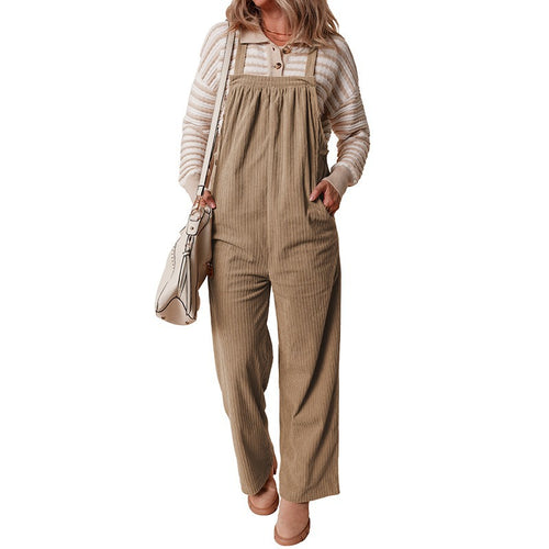 Dame Casual Cord Overall med Lomme og Justerbare Stropper Stilla