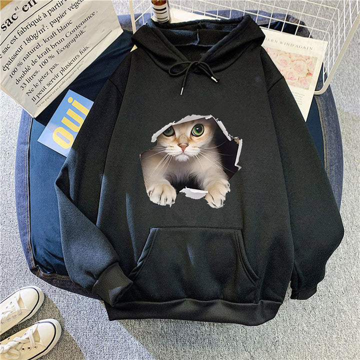 Kvinders hoodie med kreativ kat design Skovae 1772612757
