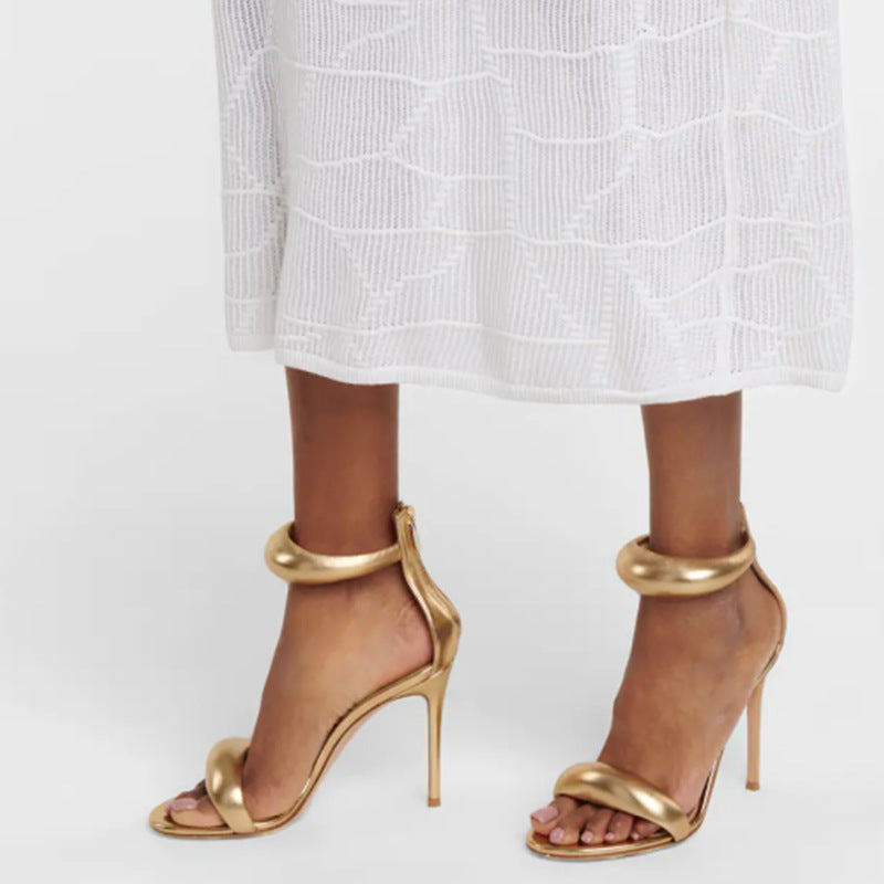 Femme Elegant Open-Toe Højhælede Sandaler med skulpturel Anklestraps Stilla