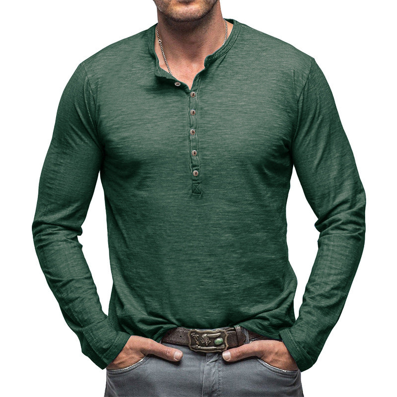 Herrer Langærmet Henley-Shirt med knapbar front og afslappet pasform Stilla