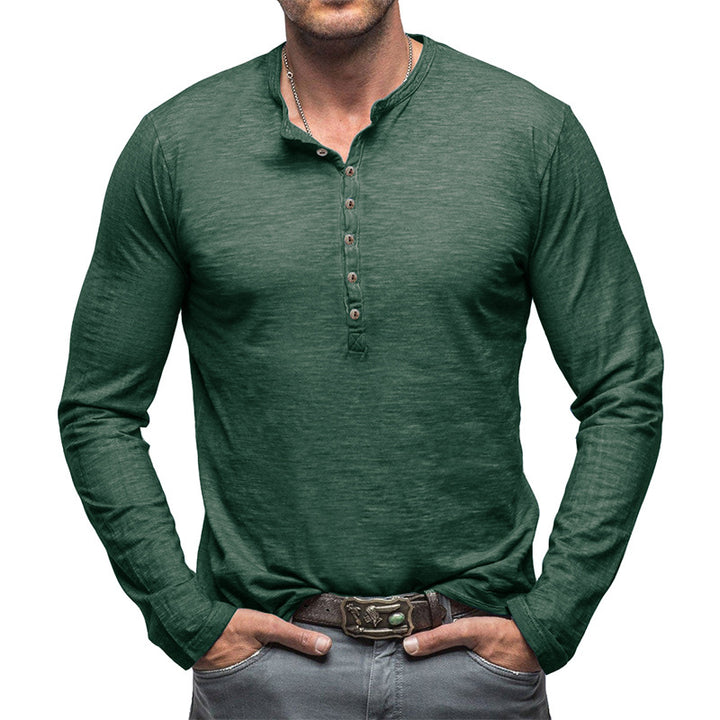 Herrer Langærmet Henley-Shirt med knapbar front og afslappet pasform Stilla