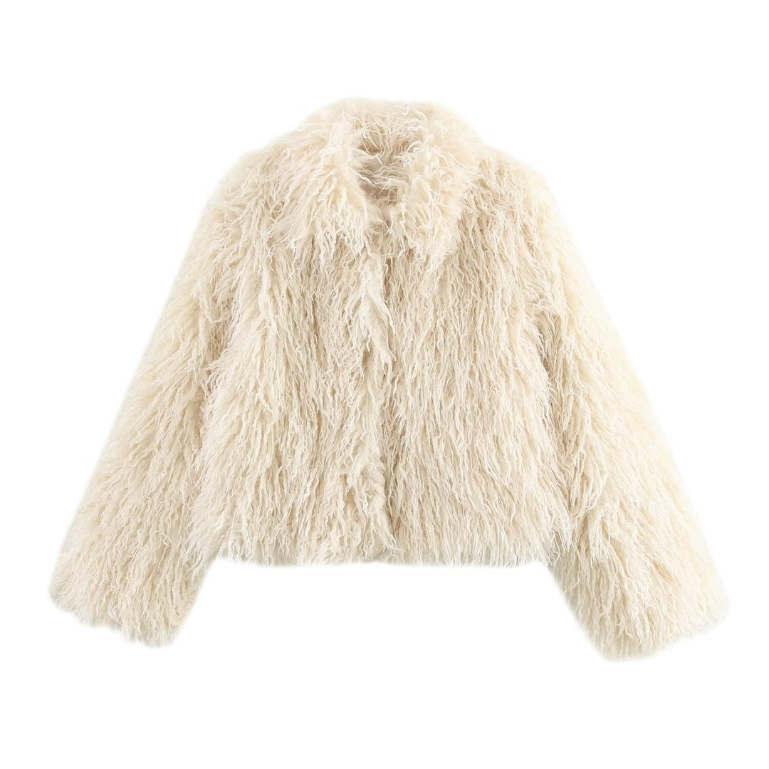 Femme Plush Kunsfur Kortjakke Stilla