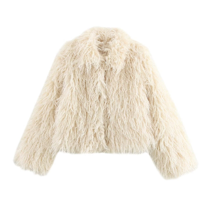 Femme Plush Kunsfur Kortjakke Stilla