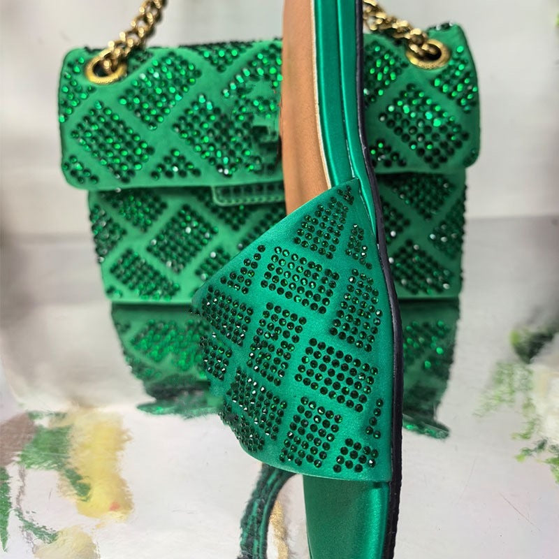 Femme med strass dekorerede slide sandaler Stilla