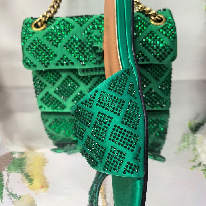 Femme med strass dekorerede slide sandaler Stilla
