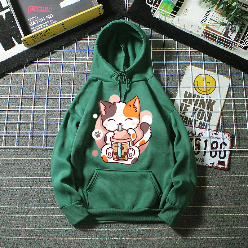Kvinder hoodie med legesyge kattetryk Skovae