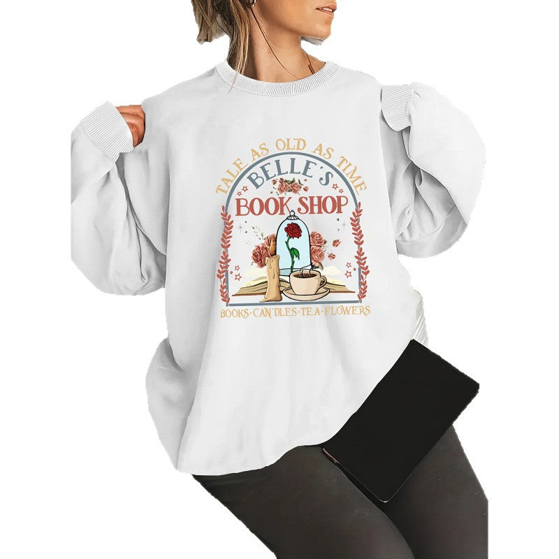 Dame sweatshirt med unikt boghandel motiv Stilla