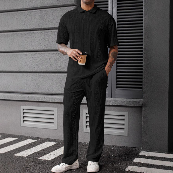 Herre polo skjorte og joggingbukser i elegant strikkedesign Stilla