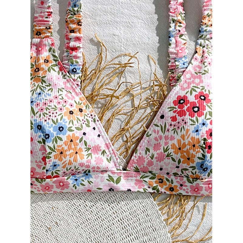Dame Triangel-Bikini-Top med legende blomsterdesign Skovae