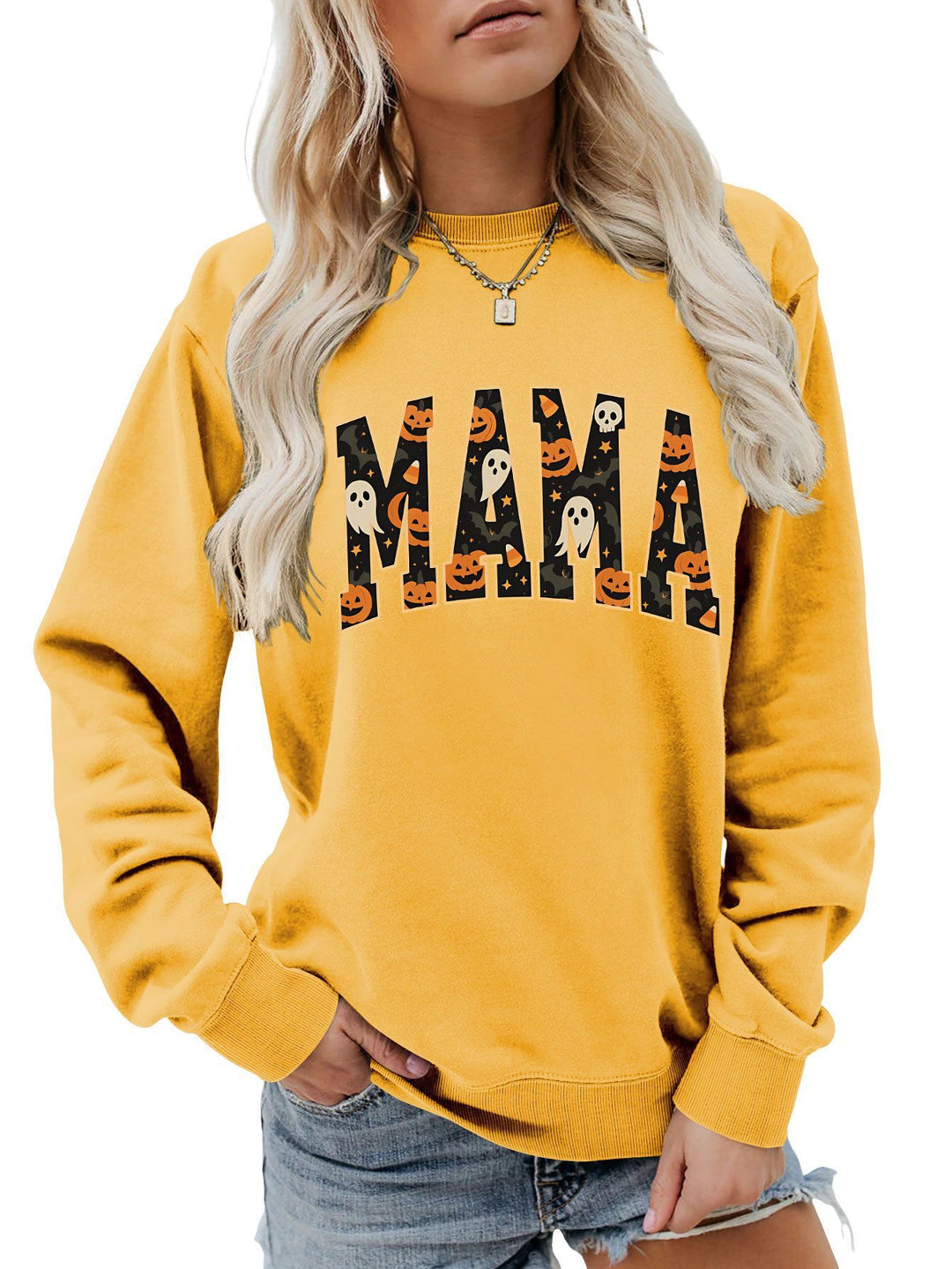 Kvinders sweatshirt med sjov Halloween design og behagelig pasform Stilla