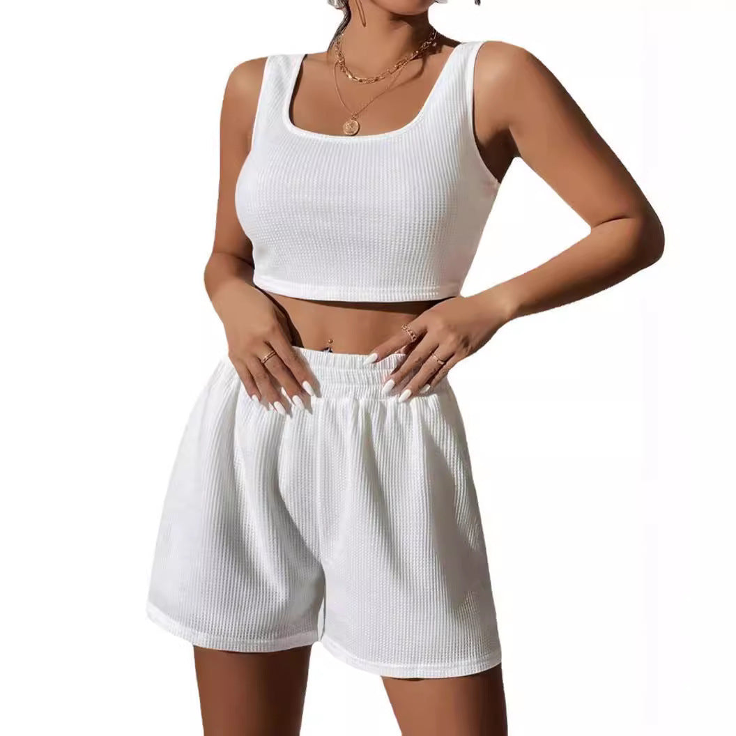 Dame afslappet Crop Top og Shorts Sæt Stilla